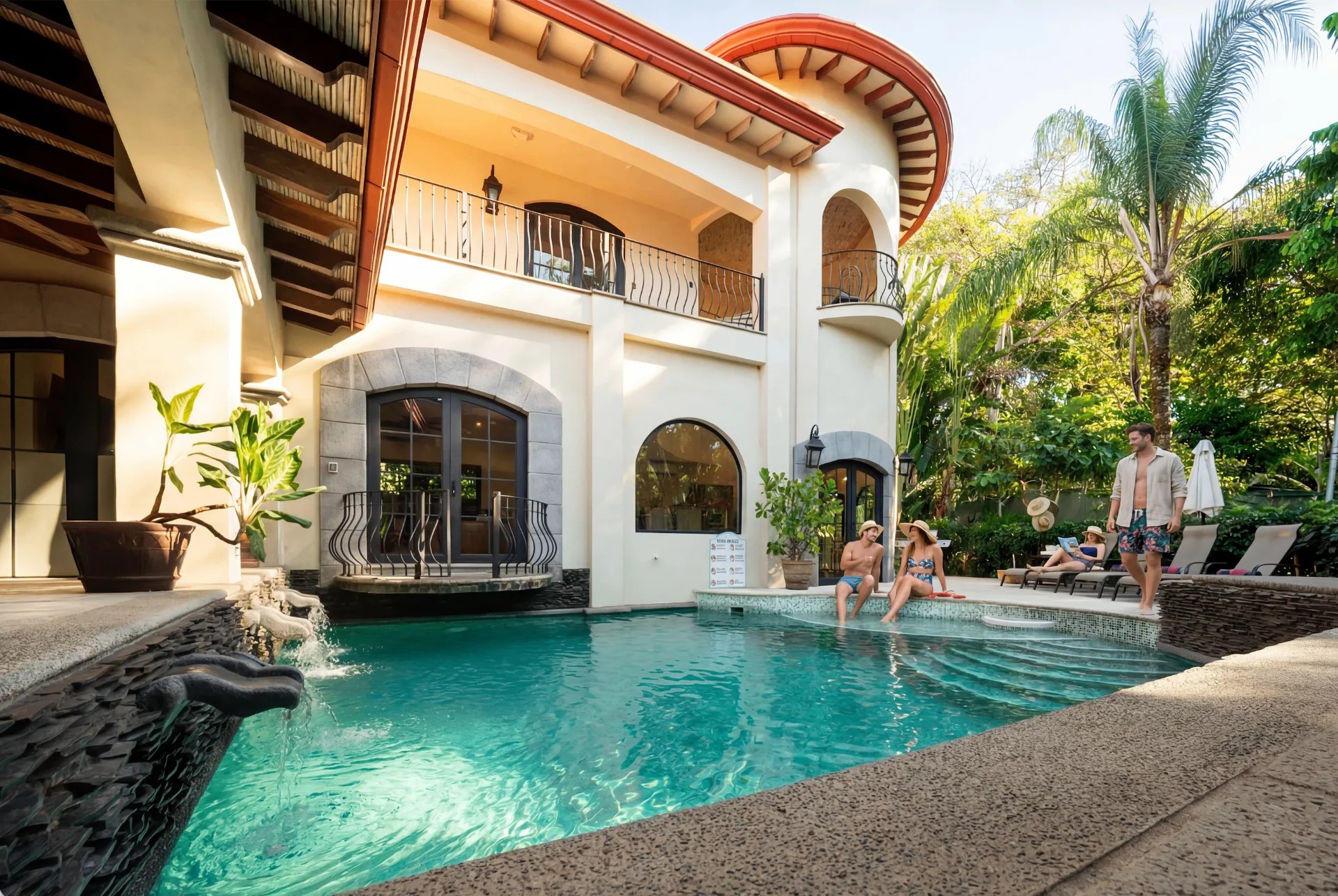 Pool and villa façade